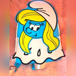 Smurfette Loungefly Mini Backpack with Blue and Yellow Design
